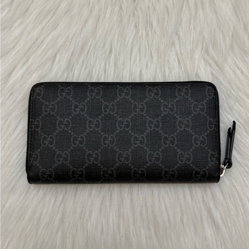 GUCCI - BLACK GRAY RED WHITE GG SUPREME MONOGRAM KINGSNAKE LONG ZIP WALLET - Picture 3 of 12